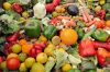 Rotten fruit and vegetable waste in a dumpster