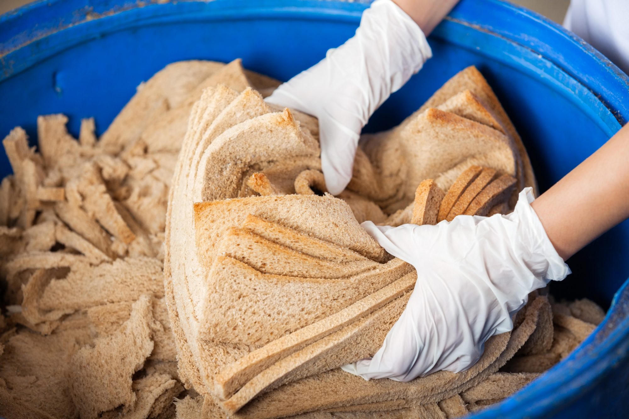 bread in food waste bin