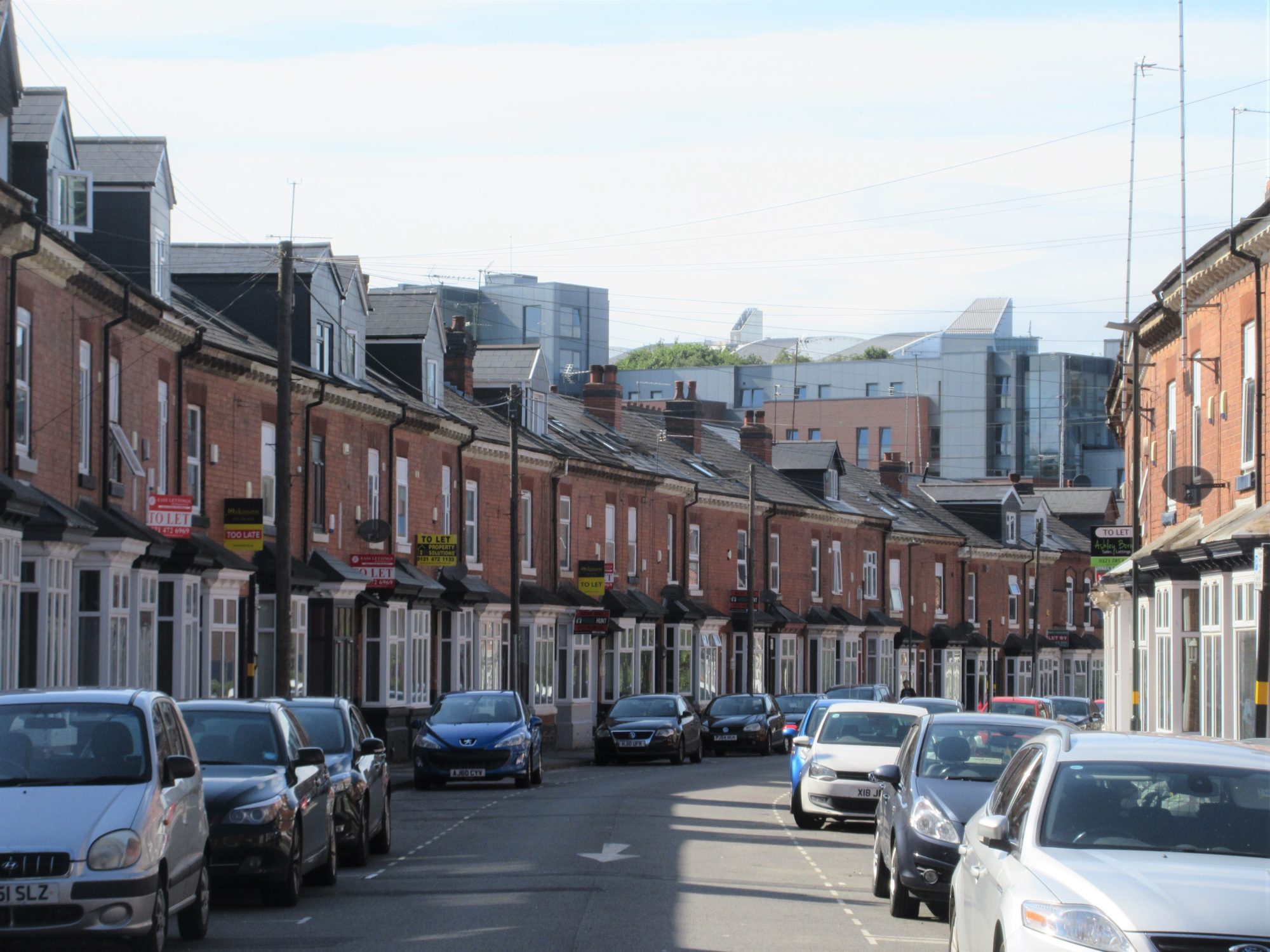 Terraced housing occupied by students in Birmingham UK