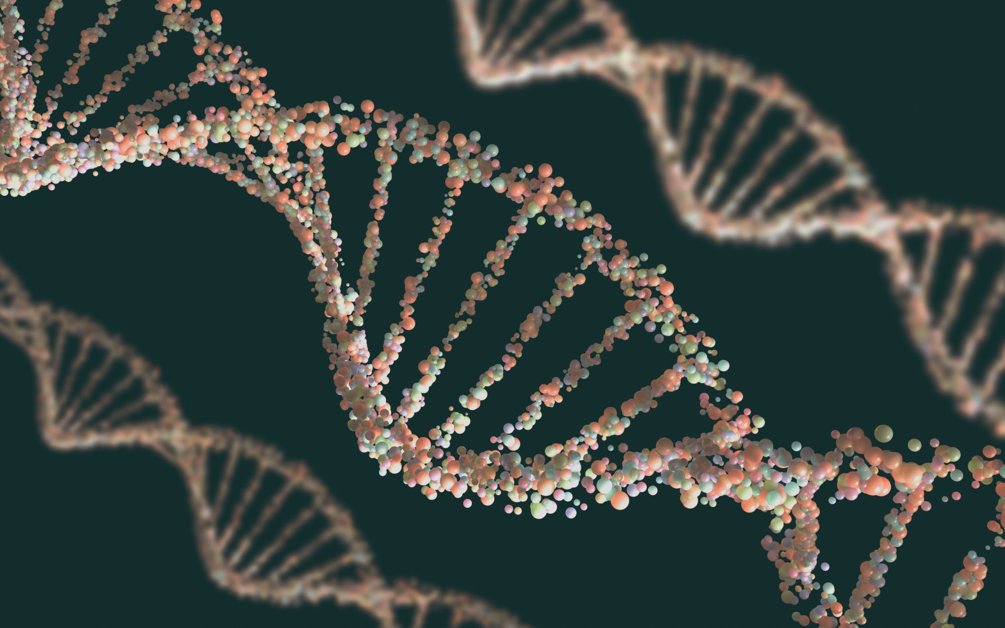 Double helix structure of the DNA in depth of view