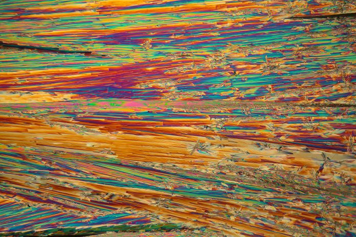 Neodymium nitrate under the microscope, rare earth element