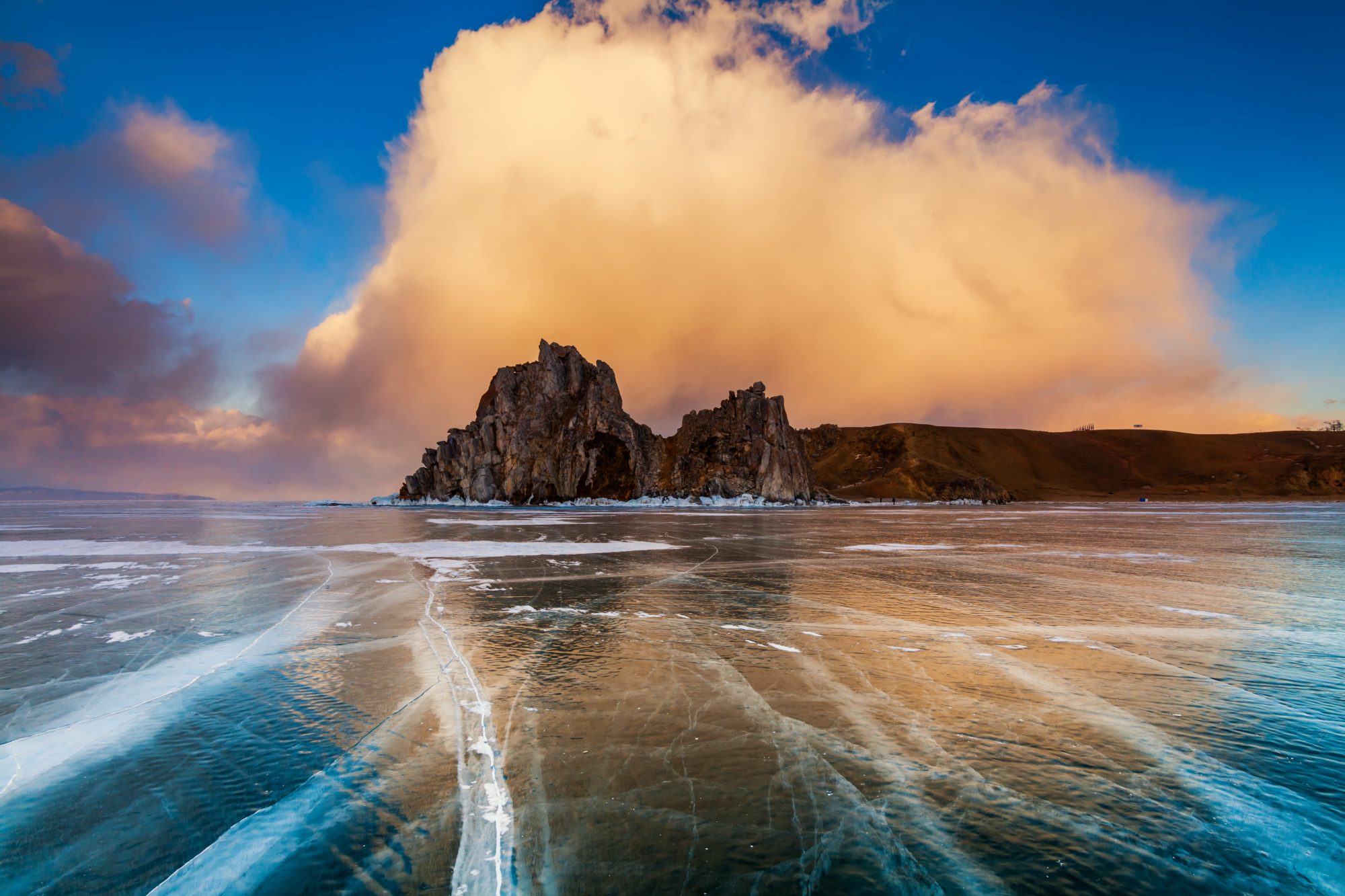 Shaman Rock at sunset, Lake Baikal, Siberia Russia