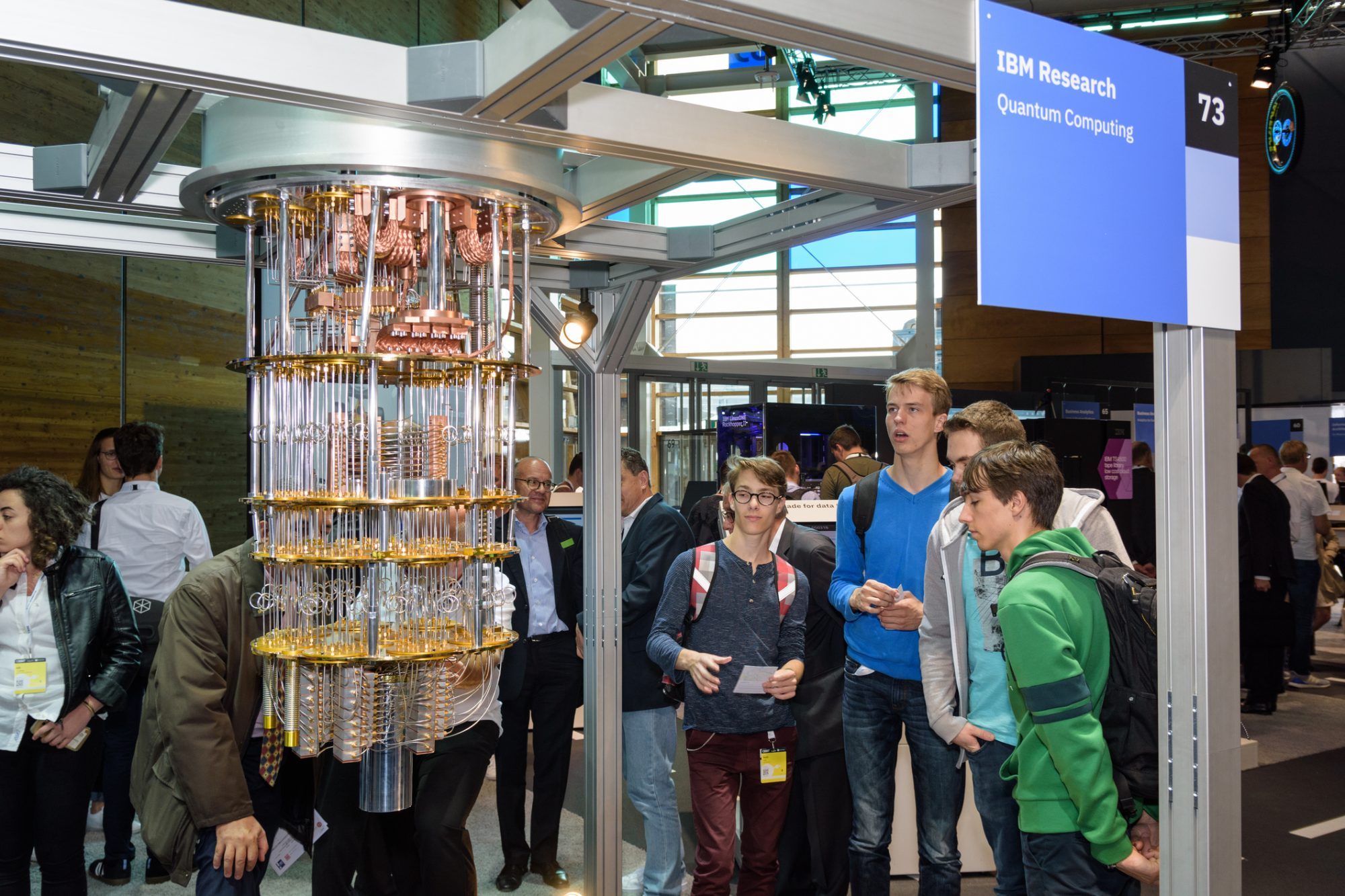 Hannover, Germany - June 13, 2018: IBM shows a model of quantum computer at their pavilion at CeBIT 2018. CeBIT is the world`s largest trade fair for information technology.