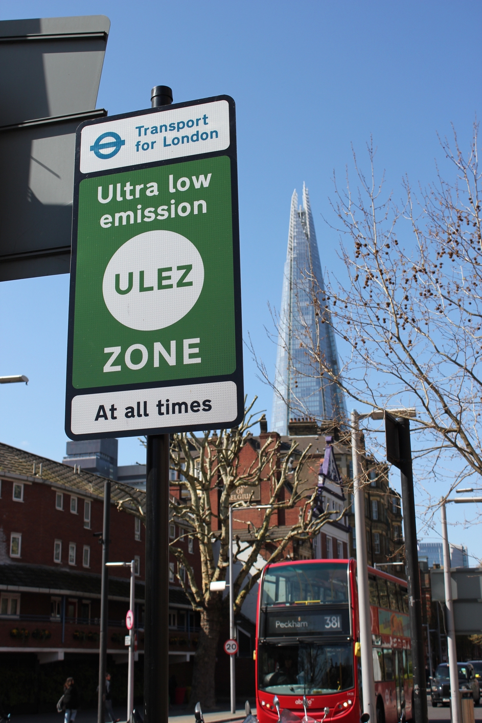 ULEZ Ultra low emission zone new charge London Ultra Low Emission Zone ULEZ signage in central London