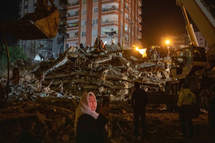 Search and rescue efforts continue in an apartment destroyed in the earthquake that occurred on the morning of February 6, 2023