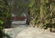 Taroko gorge, Taiwan. River and mountain sides