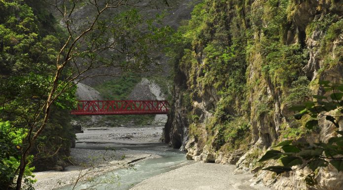 Taroko gorge, Taiwan. River and mountain sides