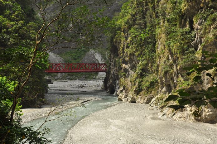 Taroko gorge, Taiwan. River and mountain sides