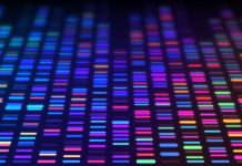 DNA sequencing gel run science and data genomic genetic analysis background abstract pattern.