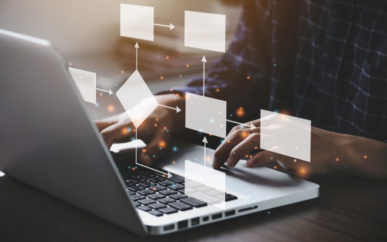 process flow diagram on a computer