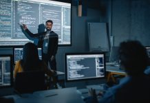 teacher in a computer lesson