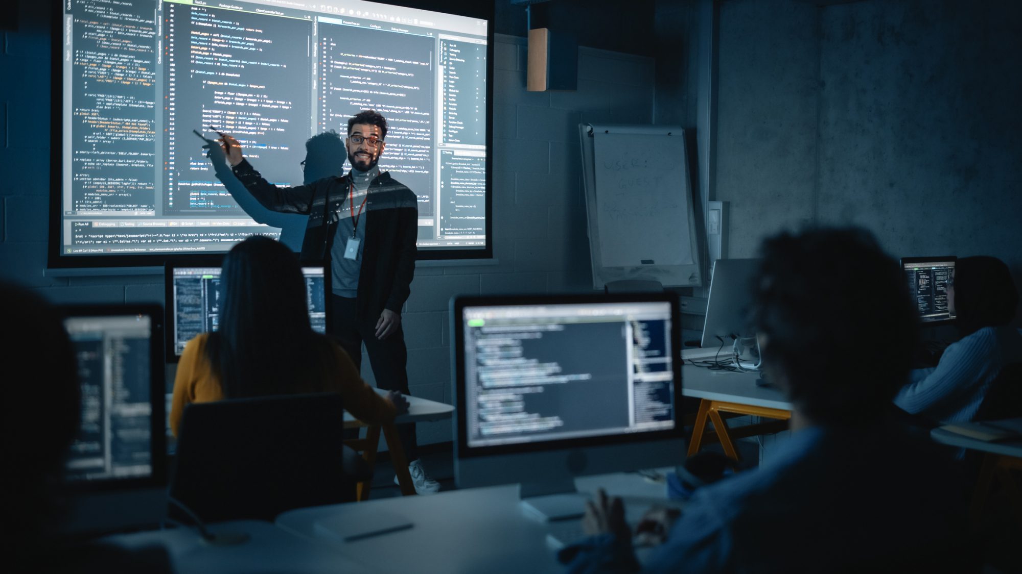 teacher in a computer lesson