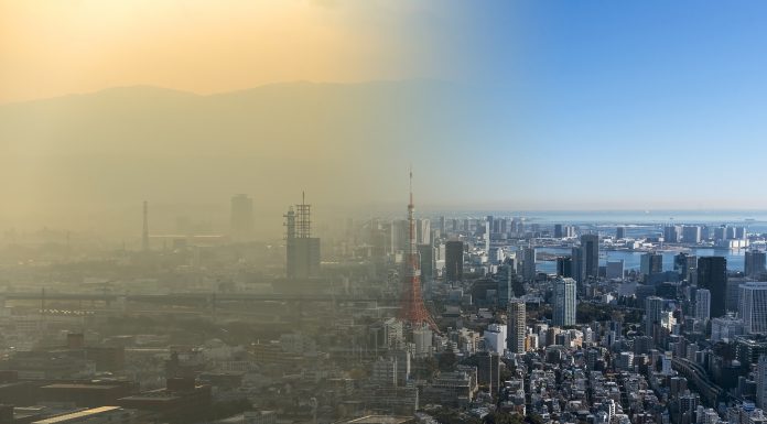 Clean and dirty air over a big city