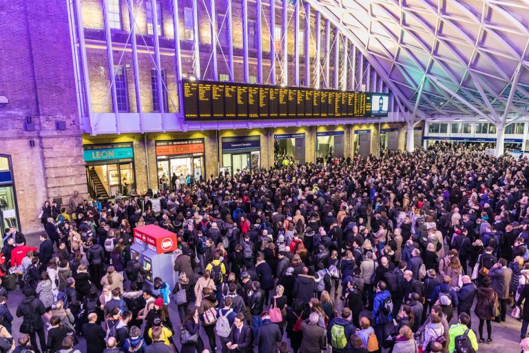 crowded kings cross station due to strikes