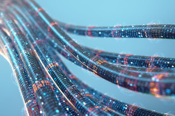 Concept image of cables and connections for data transfer in the digital world.3d rendering.