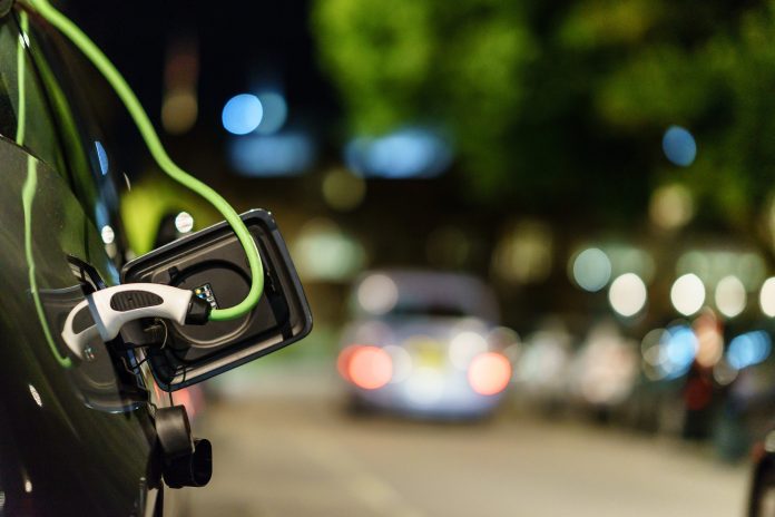 electric car photo in UK with blurry background