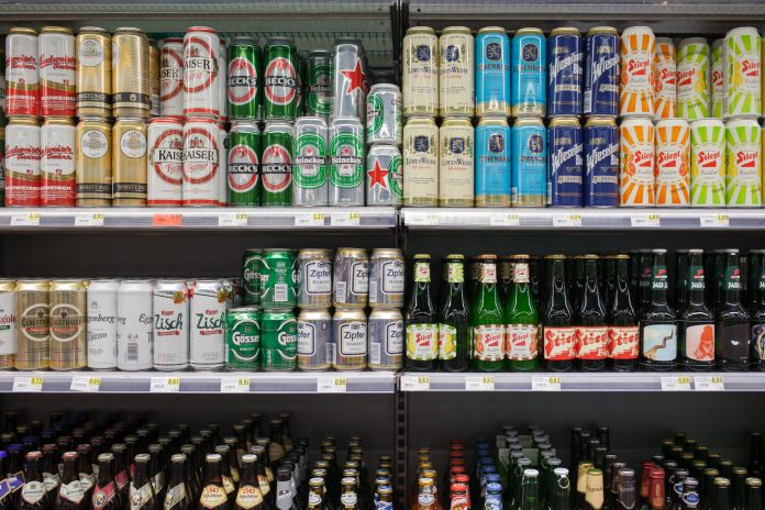 A lot of different ales in a trunk market. Lot of european beers.