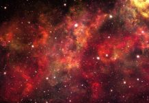 Red nebula stars sky