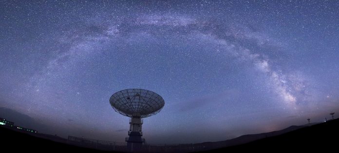 radio telescope under the galaxy