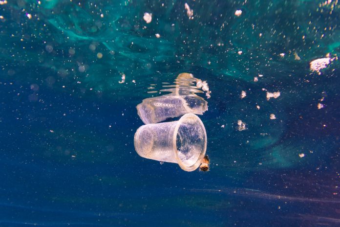 One disposable Plastic cup floats in the Ocean. Seemingly harmless, it represents the massive environmental issue that is Global Ocean Pollution. Plastic in the Ocean is said to be one of the largest threats to our ocean ecosystems. Over 8 million tonnes is dumped in the Ocean every year. Discarded, abandoned or obsolete items which become dangerous garbage, is responsible for the deaths of huge amounts of Marine Life every year, through entanglement and consumption. Image obtained whilst scuba diving at Ko Haa, Andaman sea, Krabi Province, Thailand. Taken using Sony mirrorless camera in underwater housing, with Inon Z330 strobe lighting.