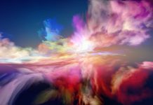 fantastic landscape of another world, abstract composition, metaphor on the subject of design, creativity and imagination, digital painting