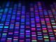 DNA sequencing gel run science and data genomic genetic analysis background abstract pattern.