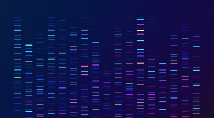 DNA sequencing gel run science and data genomic genetic analysis background abstract pattern.