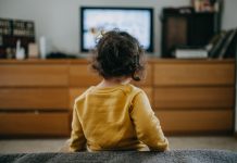 girl watching TV