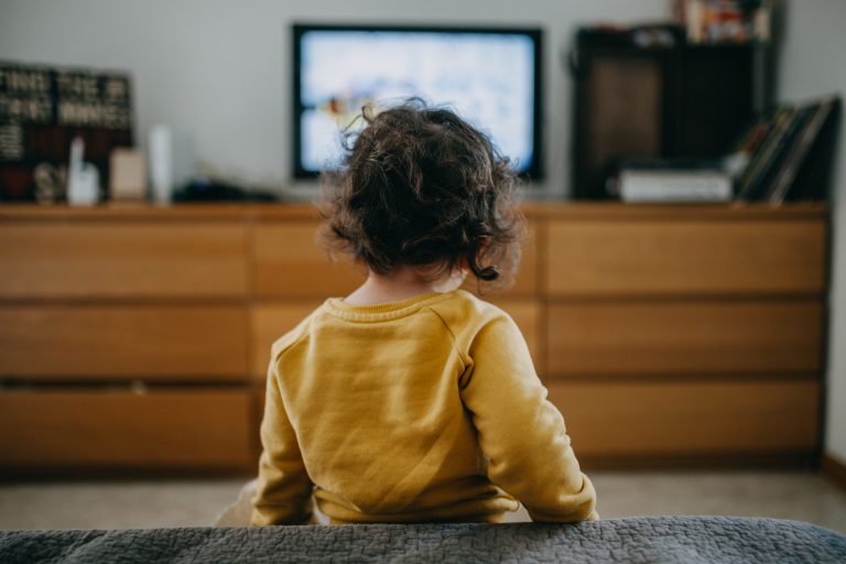 girl watching TV