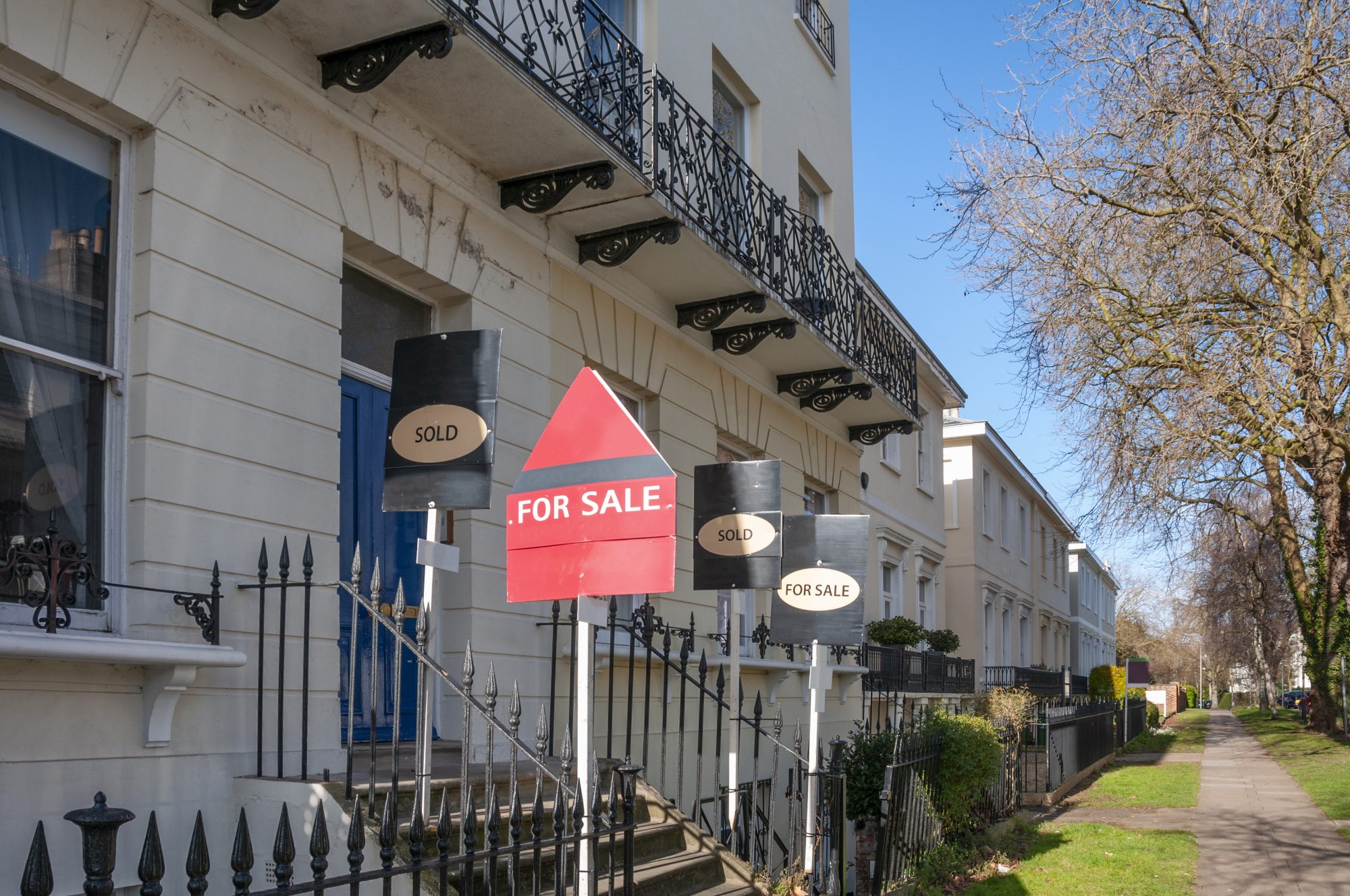 UK houses for sale, signs outside