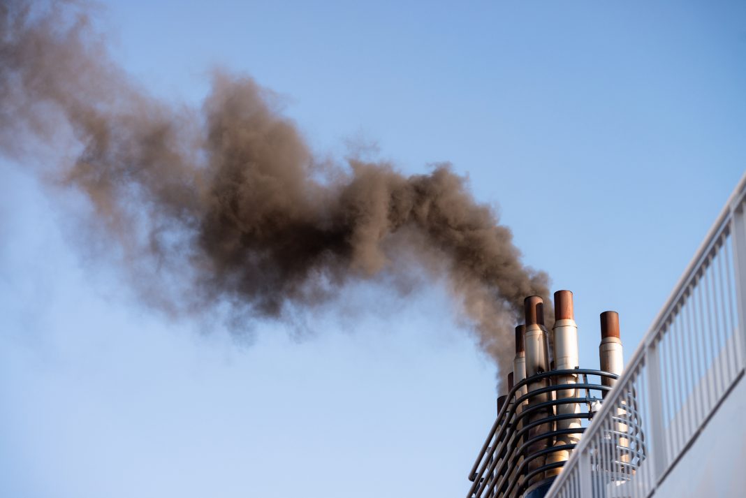 Thick fumes from ship funnel