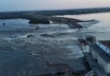 Ukrainian authorities have previously warned that the dam’s failure could unleash 4.8 billion gallons of water and flood areas where hundreds of thousands of people live.HANDOUT / AFP - Getty Images