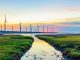 Landscape of Gaomei wetlands during sunset in Taiwan