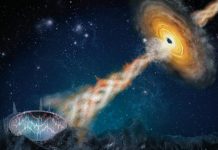 Artist's depiction of microquasar event captured by FAST Telescope.