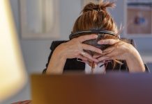 stressed worker working from home