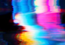 Abstract blue, mint and pink background with interlaced digital Distorted Motion glitch effect. Futuristic cyberpunk design. Retro futurism, webpunk, rave 80s 90s aesthetic techno neon colors, psychedelic colours