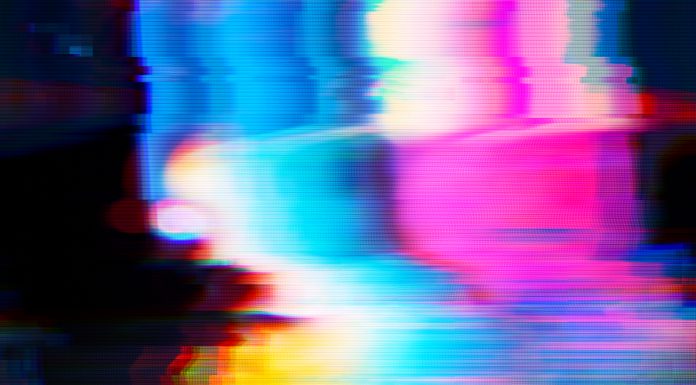 Abstract blue, mint and pink background with interlaced digital Distorted Motion glitch effect. Futuristic cyberpunk design. Retro futurism, webpunk, rave 80s 90s aesthetic techno neon colors, psychedelic colours