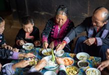 Hmong Family Eating Organic Food Chiang Mai, Thailand