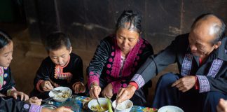 Hmong Family Eating Organic Food Chiang Mai, Thailand