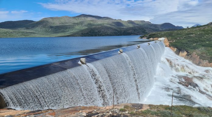 Dam of a small-scale hydropower station of 7MW in the South of Greenland, credit: Claus Andersen-Aagaard.