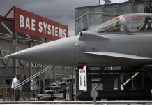 A Eurofighter Typhoon fighter jet built by BAE. The company said the latest deal would move it ‘further and faster into the space domain’ © Simon Dawson/Bloomberg