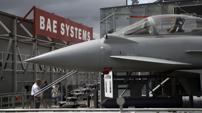 A Eurofighter Typhoon fighter jet built by BAE. The company said the latest deal would move it ‘further and faster into the space domain’ © Simon Dawson/Bloomberg