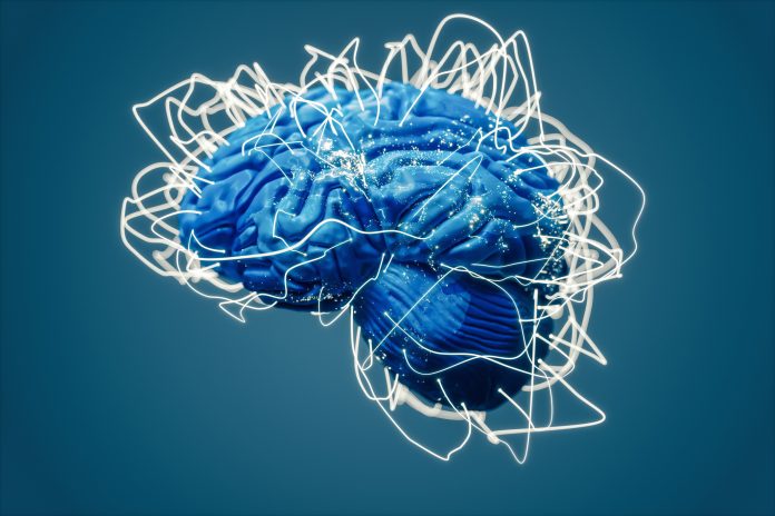 World map textured human brain with connections.