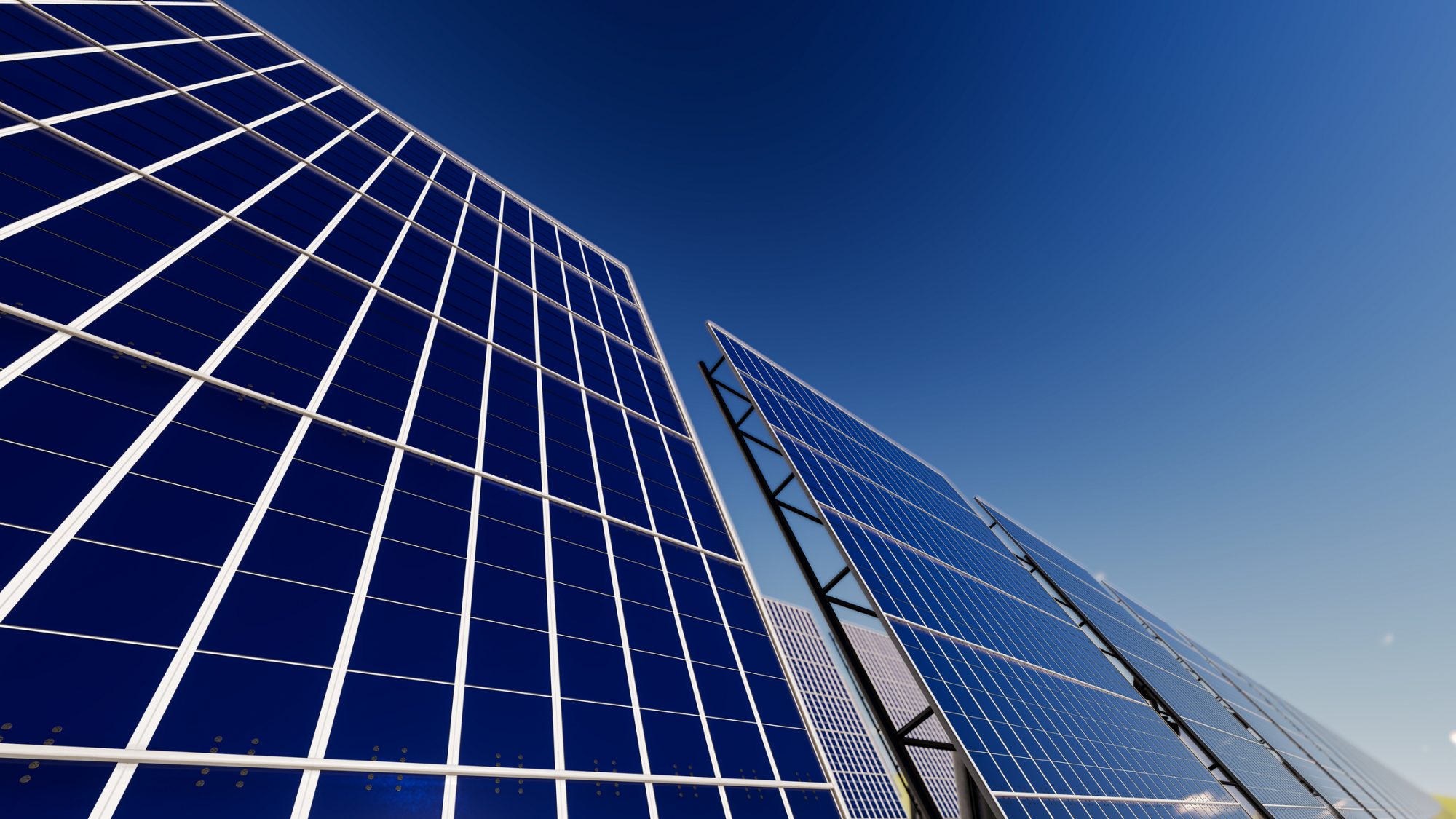 Solar Panels Under Cloudless Sky