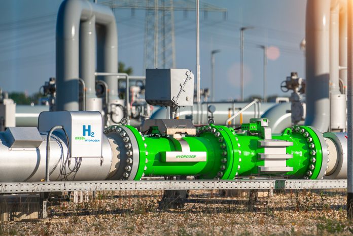 Green Hydrogen production pipeline - green hydrogen gas for clean electricity solar and windturbine facility