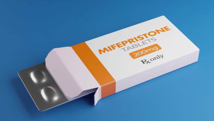 Mifepristone tablets in box
