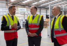 Mark Derbyshire, left, Managing Director (Domestic Products) at Groupe Atlantic UK, Republic of Ireland and North America, with Energy Minister Lord Callanan, centre, and Jason Speedy, Chief Operations Officer at Groupe Atlantic UK, Republic of Ireland and North America.