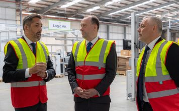 Mark Derbyshire, left, Managing Director (Domestic Products) at Groupe Atlantic UK, Republic of Ireland and North America, with Energy Minister Lord Callanan, centre, and Jason Speedy, Chief Operations Officer at Groupe Atlantic UK, Republic of Ireland and North America.