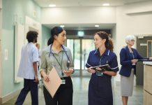 female doctor with hospital ward sister