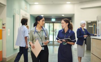 female doctor with hospital ward sister